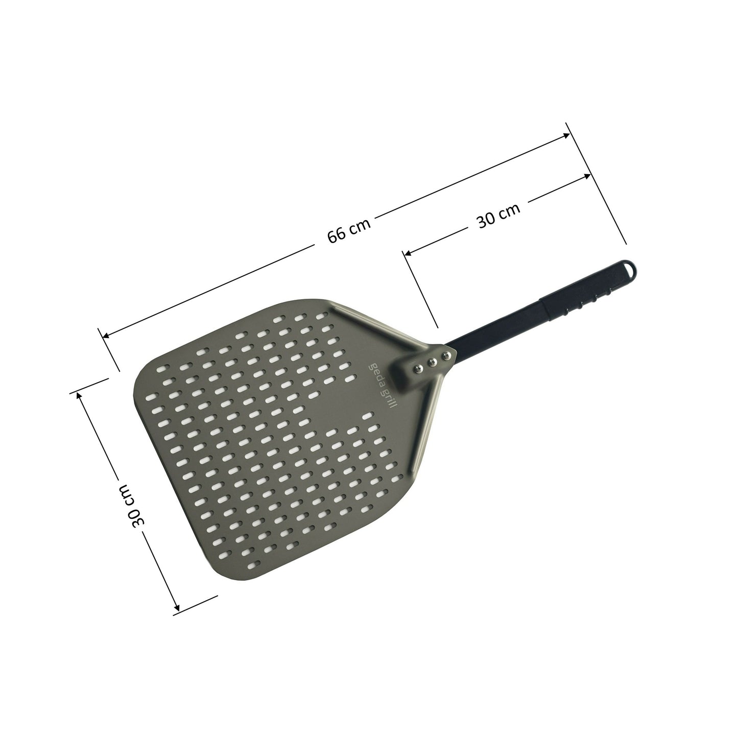Flamma Aluminium Pizzaheber 30cm, eloxiert, perforiert, abnehmbar