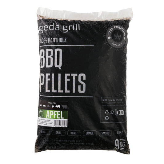 GEDA Grill 100% Hartholz Pellets BBQ Pellets 9kg - Apfel, für Pelletgrill, Räucherofen, Pelletpizzaofen