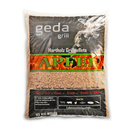 GEDA Grill 100% Hartholz Pellets BBQ Pellets 10kg -Apfel, für Pelletgrill, Räucherofen, Pelletpizzaofen