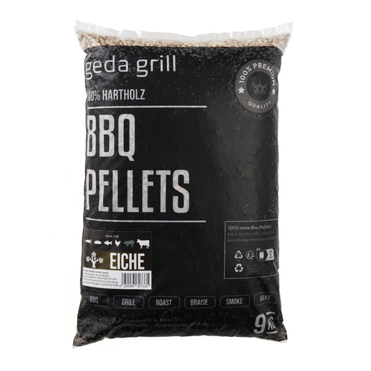 GEDA Grill 100% Hartholz Pellets BBQ Pellets 9kg - Eiche, für Pelletgrill, Räucherofen, Pelletpizzaofen