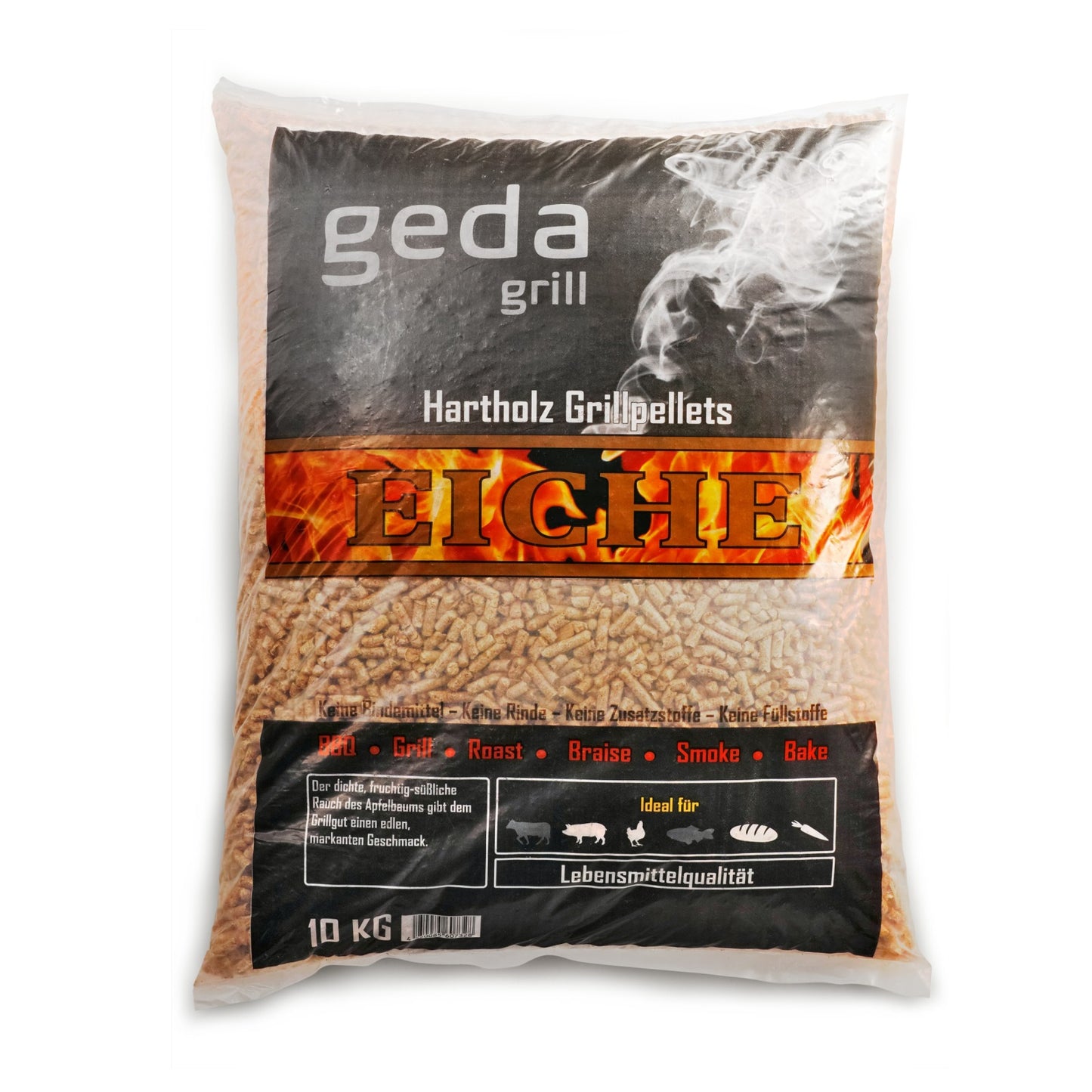 GEDA Grill 100% Hartholz Pellets BBQ Pellets 10kg- Eiche, für Pelletgrill, Räucherofen, Pelletpizzaofen