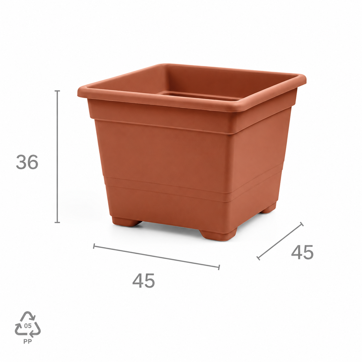 Premium Pflanzkübel Veca 'Quadrat' Pflanzgefäß- TERRACOTTA 45*45*36