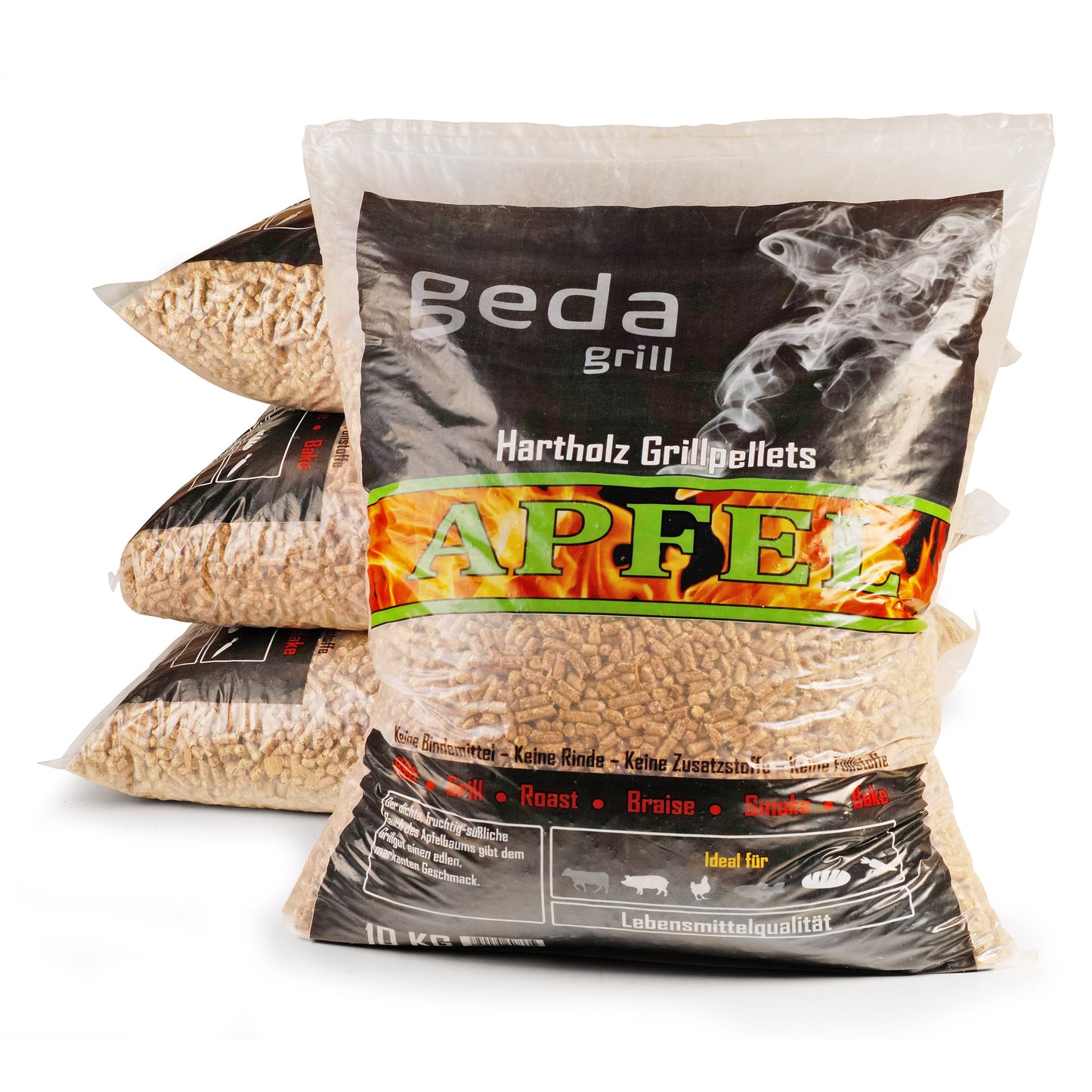 GEDA Grill 100% Hartholz Pellets BBQ Pellets 10kg -Apfel, für Pelletgrill, Räucherofen, Pelletpizzaofen