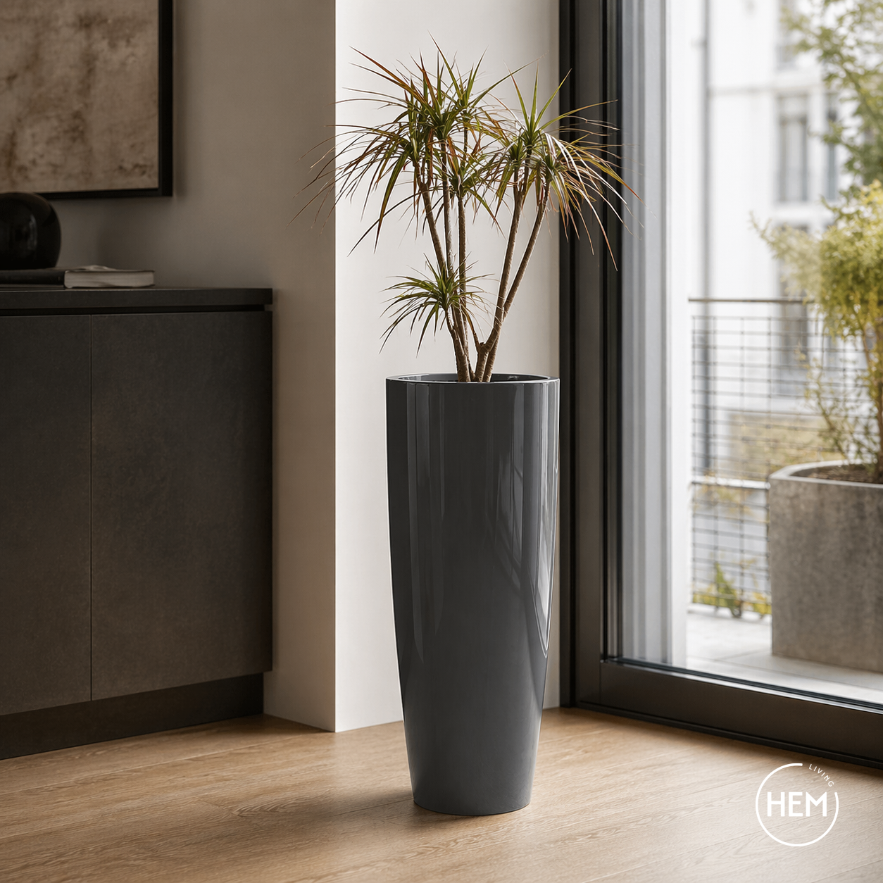 HEM living Essential Übertopf ‘Galleria‘ Alto - Anthrazit Metallica