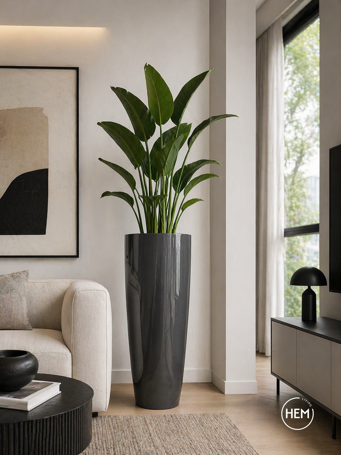 HEM living Essential Übertopf ‘Galleria‘ Alto - Anthrazit Metallica