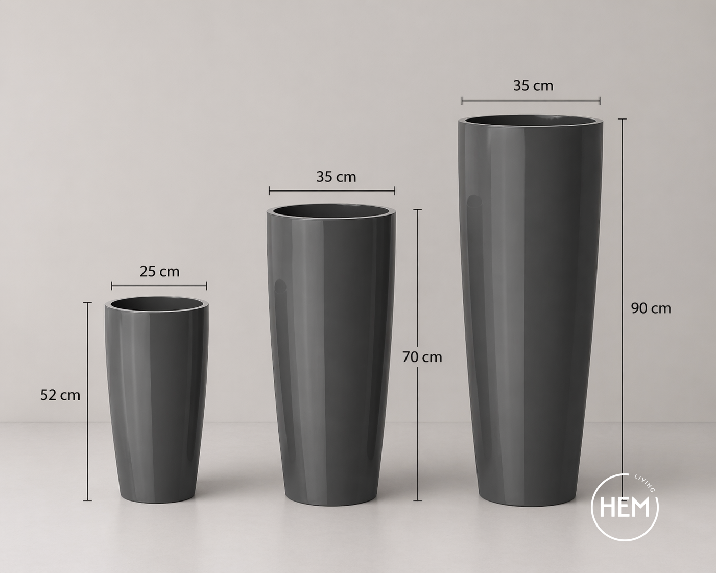 HEM living Essential Übertopf ‘Galleria‘ Alto - Anthrazit Metallica